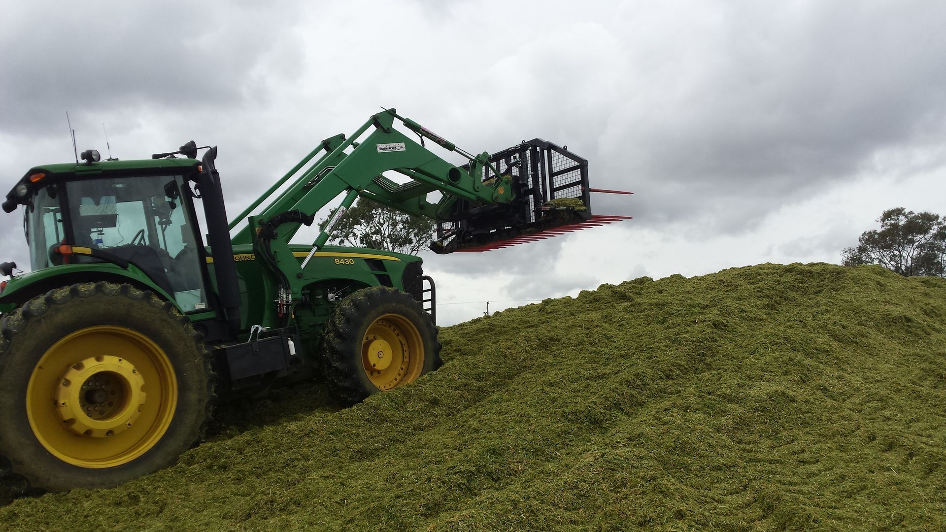 tractor with silage rake