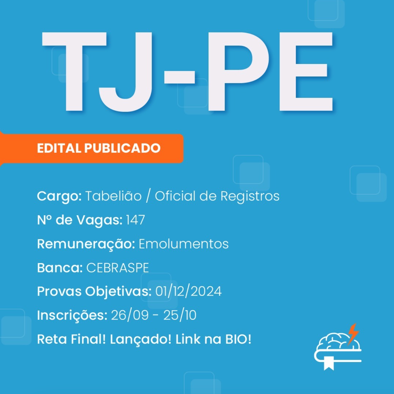 Um cartaz azul que diz tj-pe nele