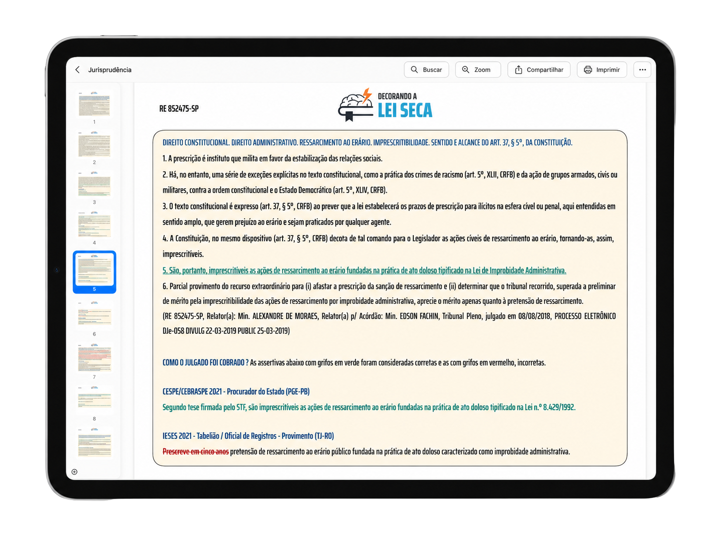 Decorando a Jurisprudência no tablet