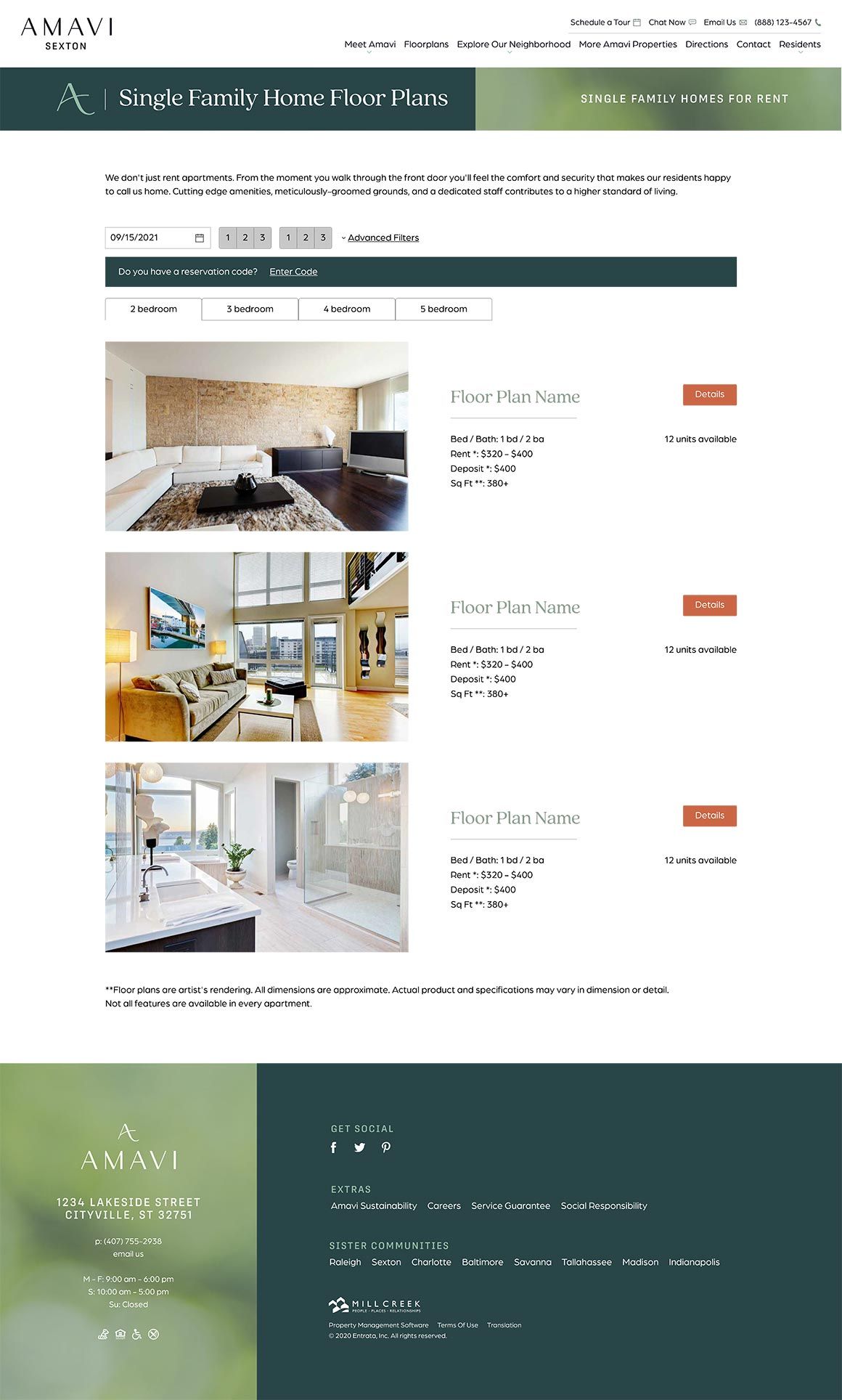 Amavi floor plans page