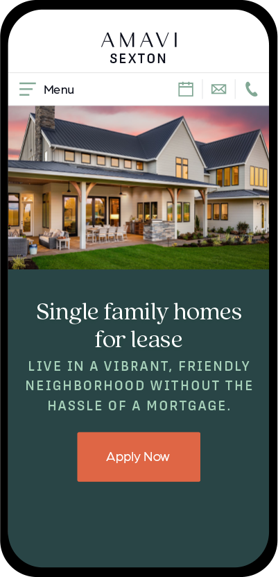 Amavi mobile home page
