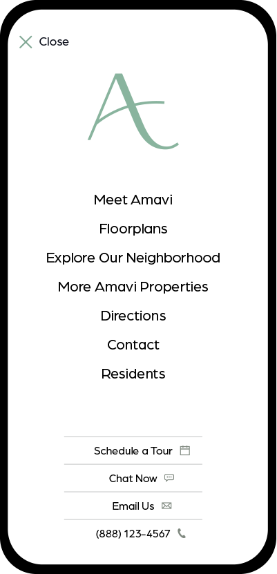 Amavi mobile open menu