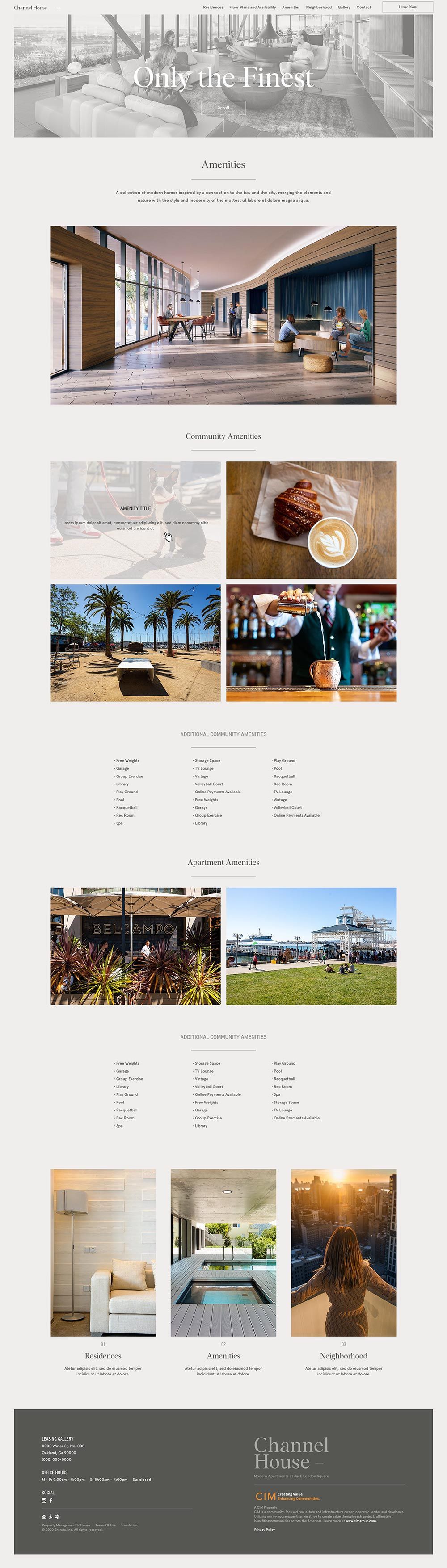 Channel amenities page