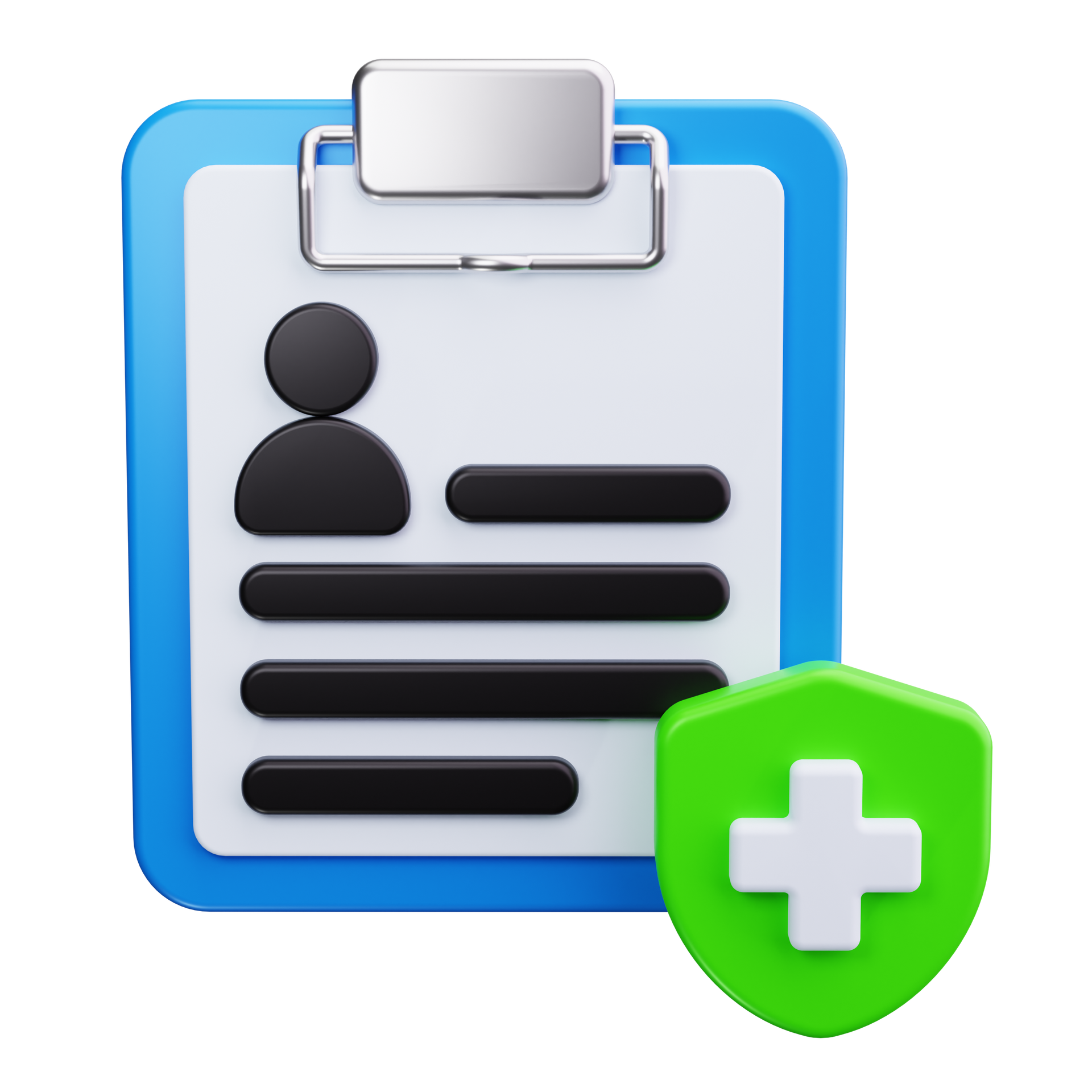 Clipboard profile icon with green plus badge