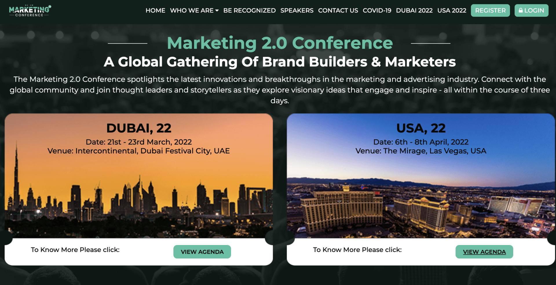 A marketing 2.0 conference is being held in dubai and usa