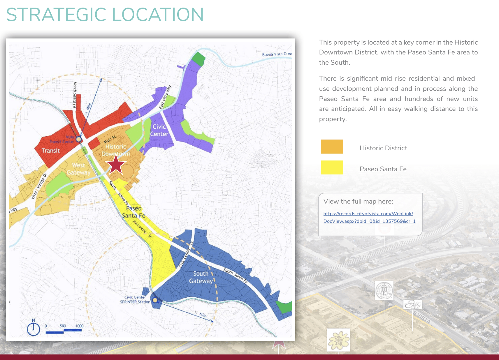 A map shows the strategic location of a city