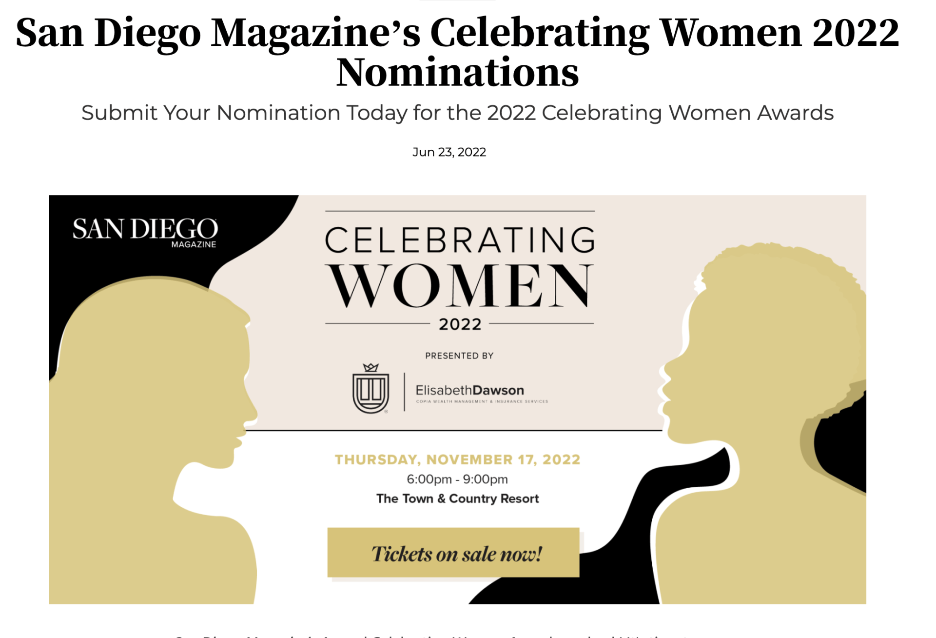 A poster for the san diego magazine 's celebrating women 2022 nominations