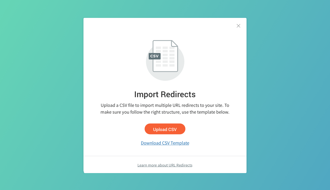 A screenshot of a page that says import redirects