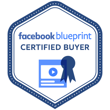 A badge that says facebook blueprint certified buyer