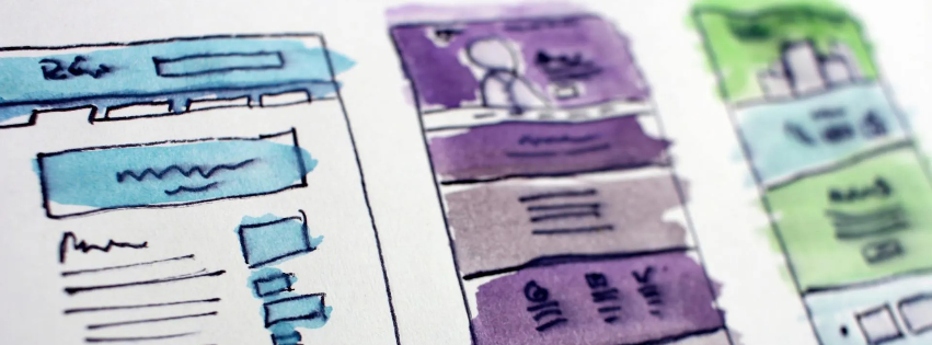A close up of a drawing of a website on a piece of paper