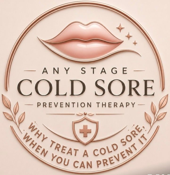 Cold sore prevention ad with mouth closeups and text “Cold Sore Any Stage Killer Prevention”