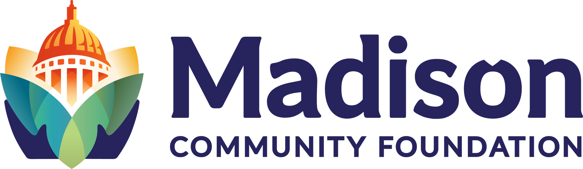Madison Community Foundation logo with stylized multicolor sunrise and leaves icon