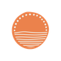 Orange sun icon with dotted arc and horizontal lines below