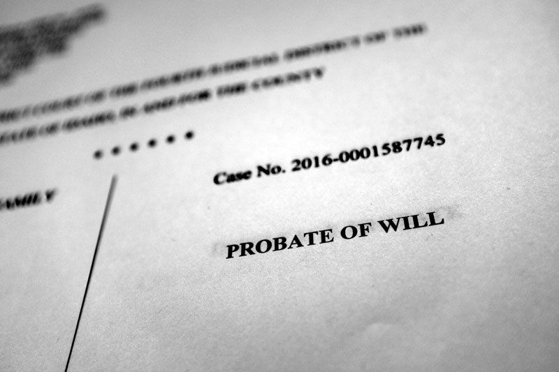 Court document for the probate of a will, which may include page substitution in the will