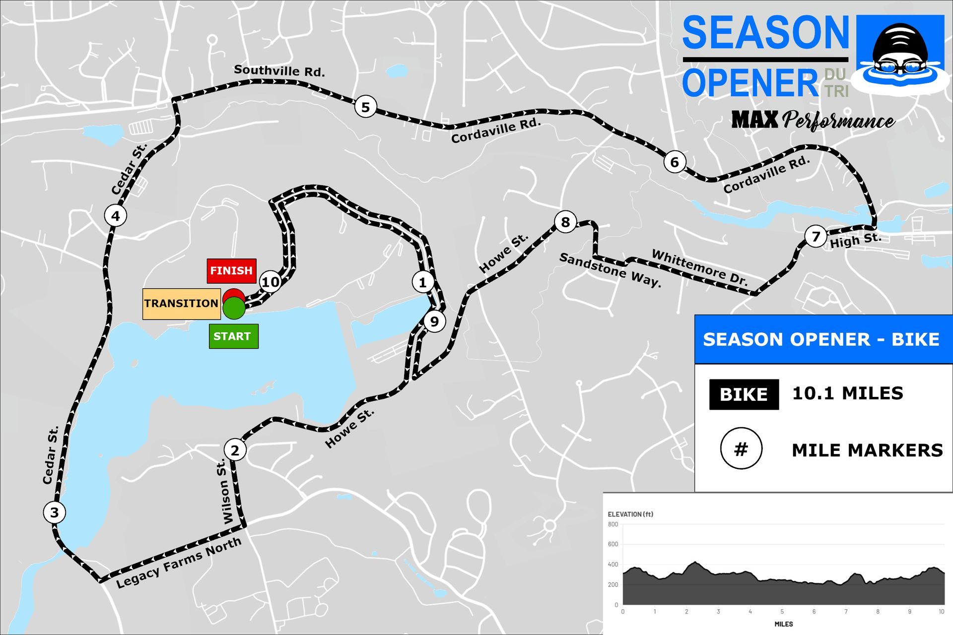 A map of the season opener bike race