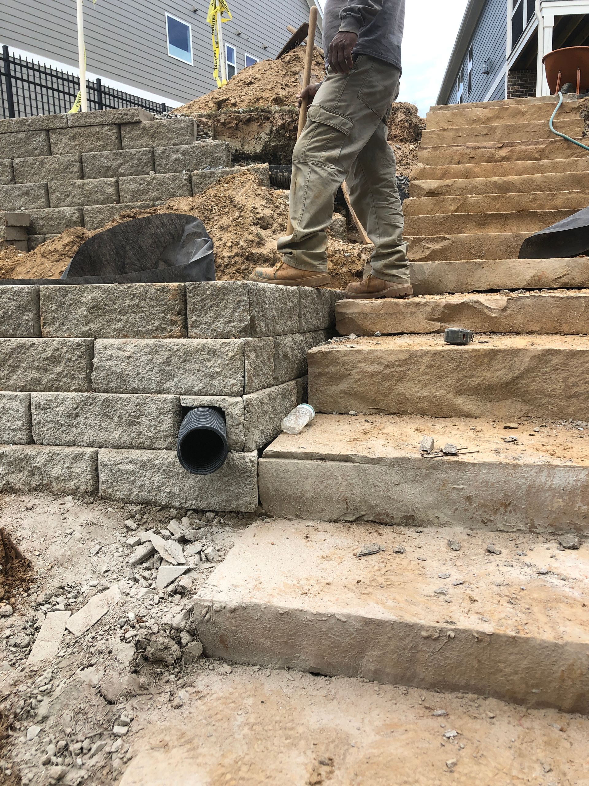 Staisr and Plant Box Under Construction — Flowery Branch, GA — All About Irrigation and Landscape Services Inc