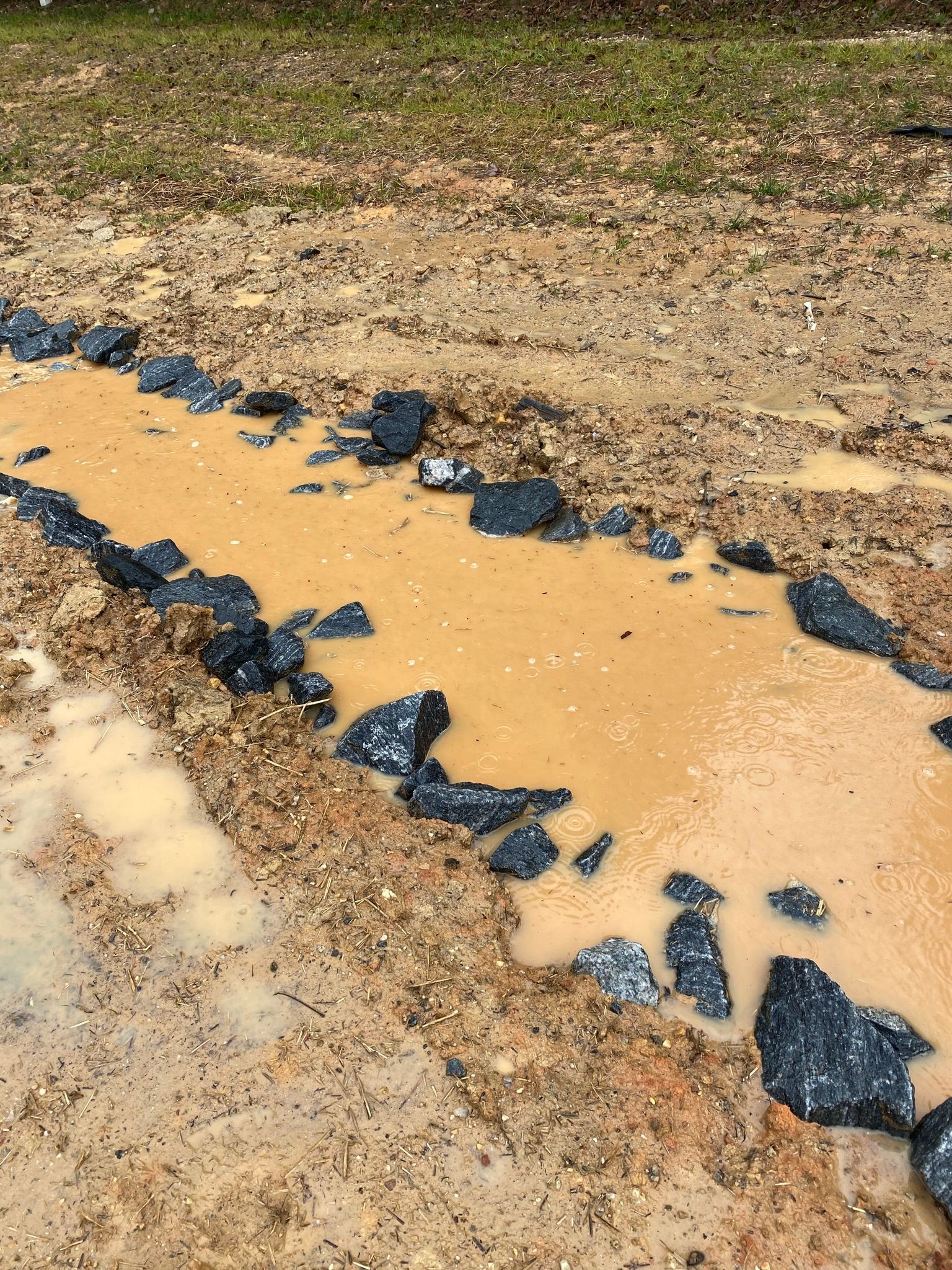 Brown Water And Rocks — Flowery Branch, GA — All About Irrigation & Landscape Services