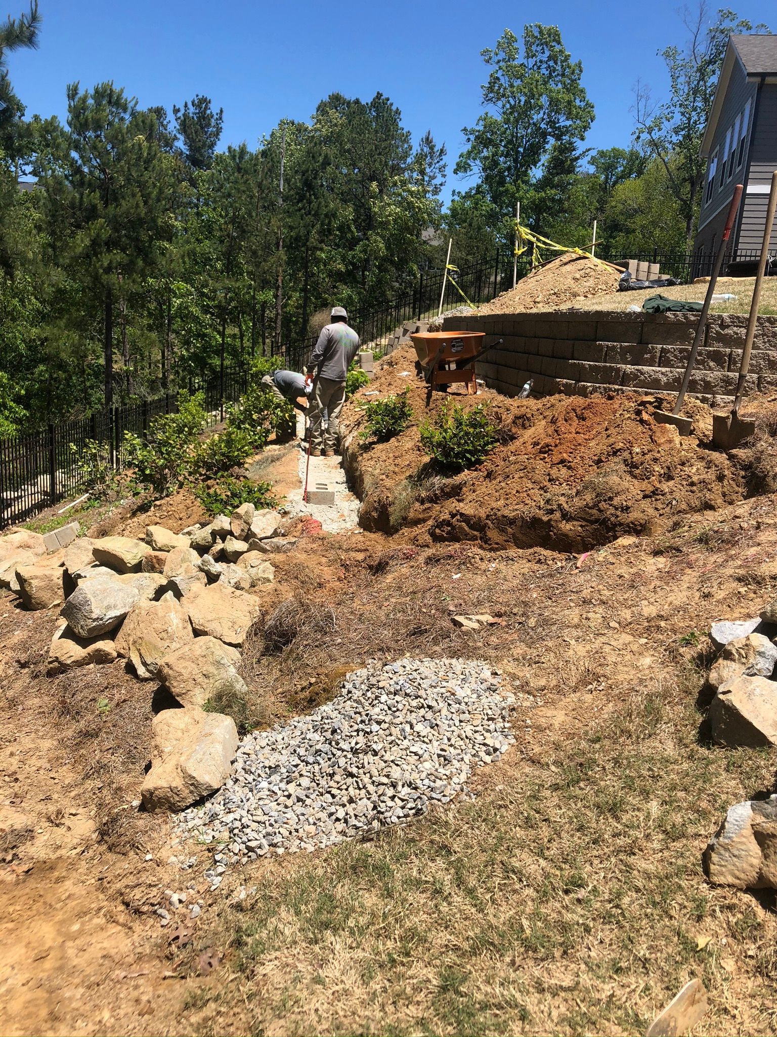 Man Working in Hardscape — Flowery Branch, GA — All About Irrigation and Landscape Services Inc