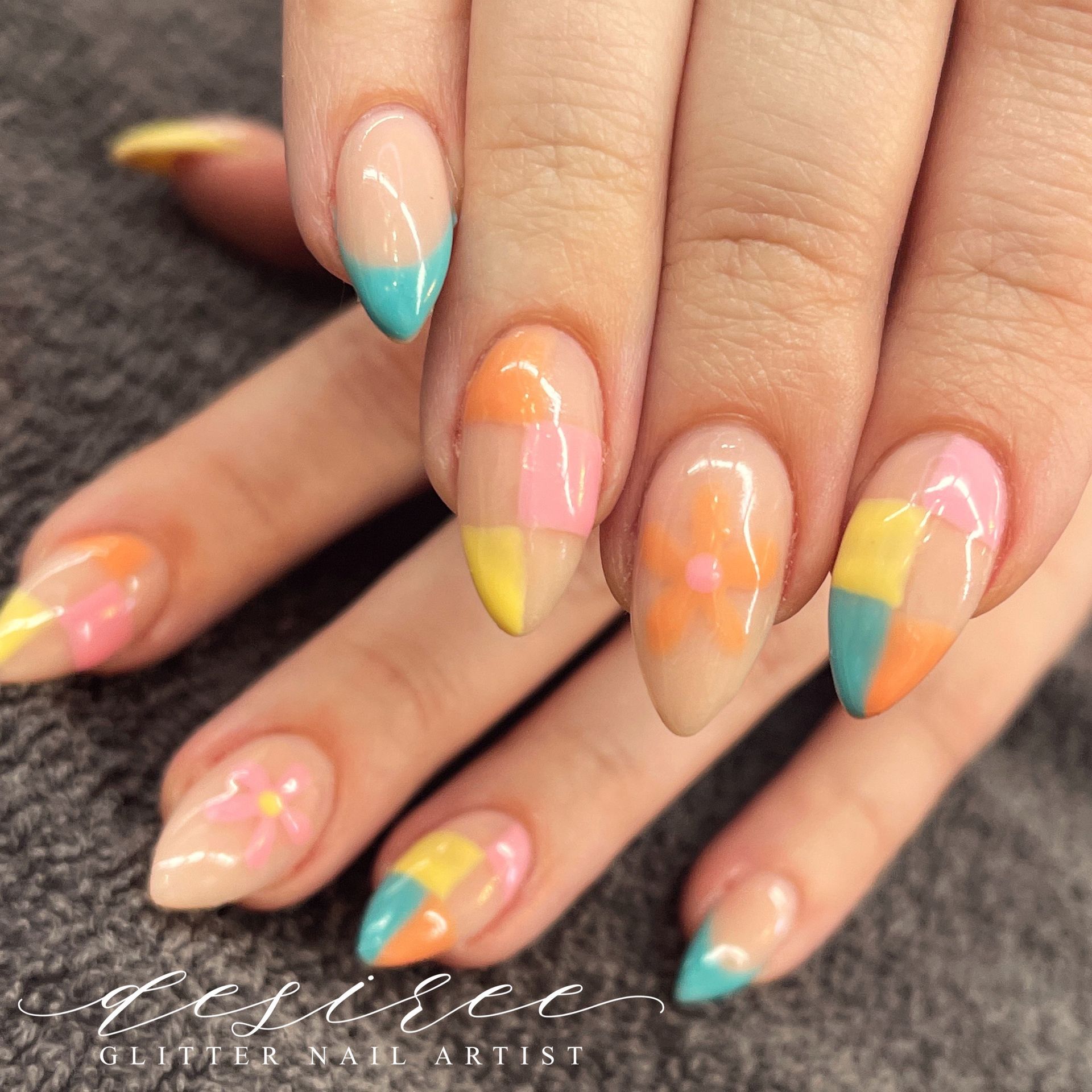 Nail enhancement with custom artistic design