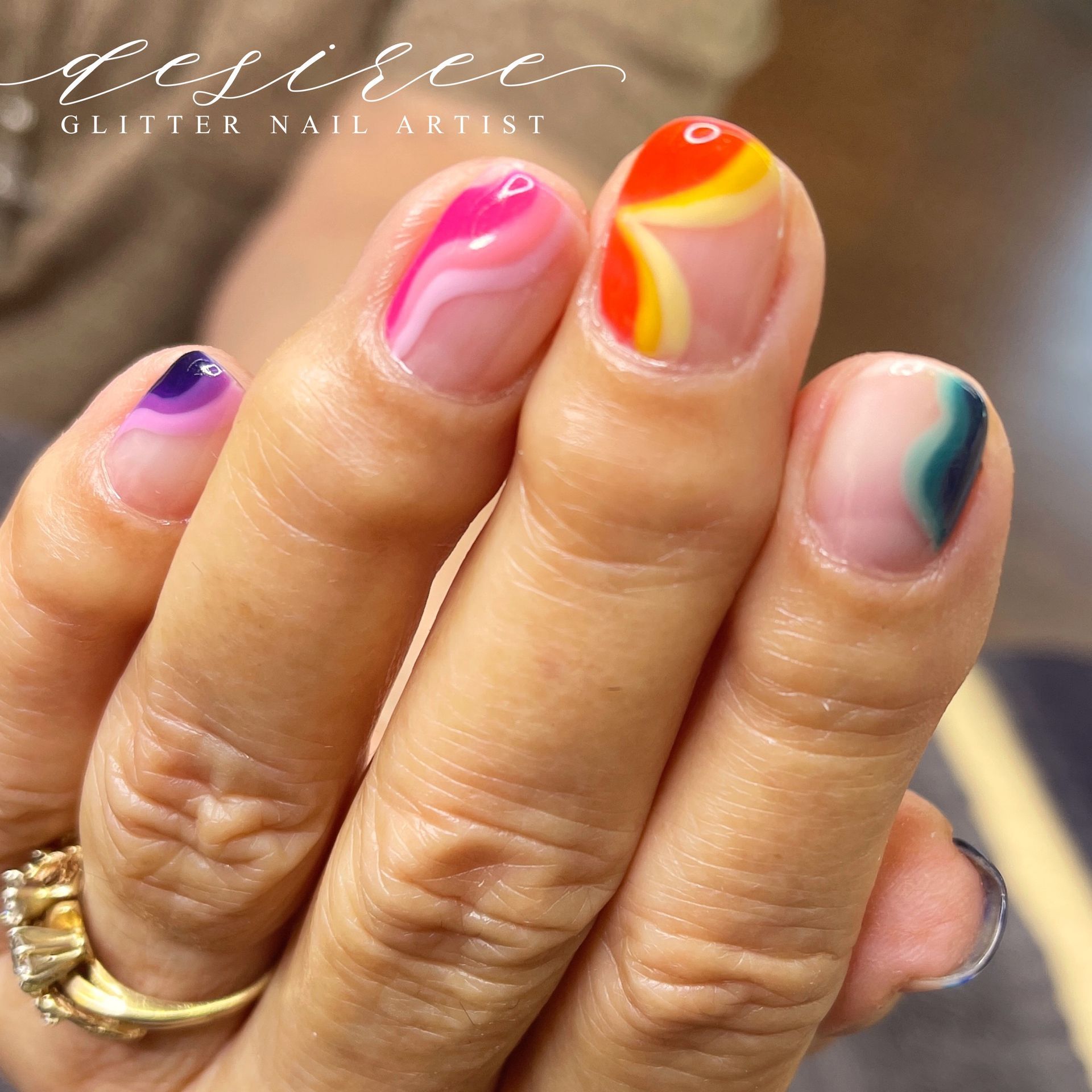 Acrylic nail enhancements with custom nail art