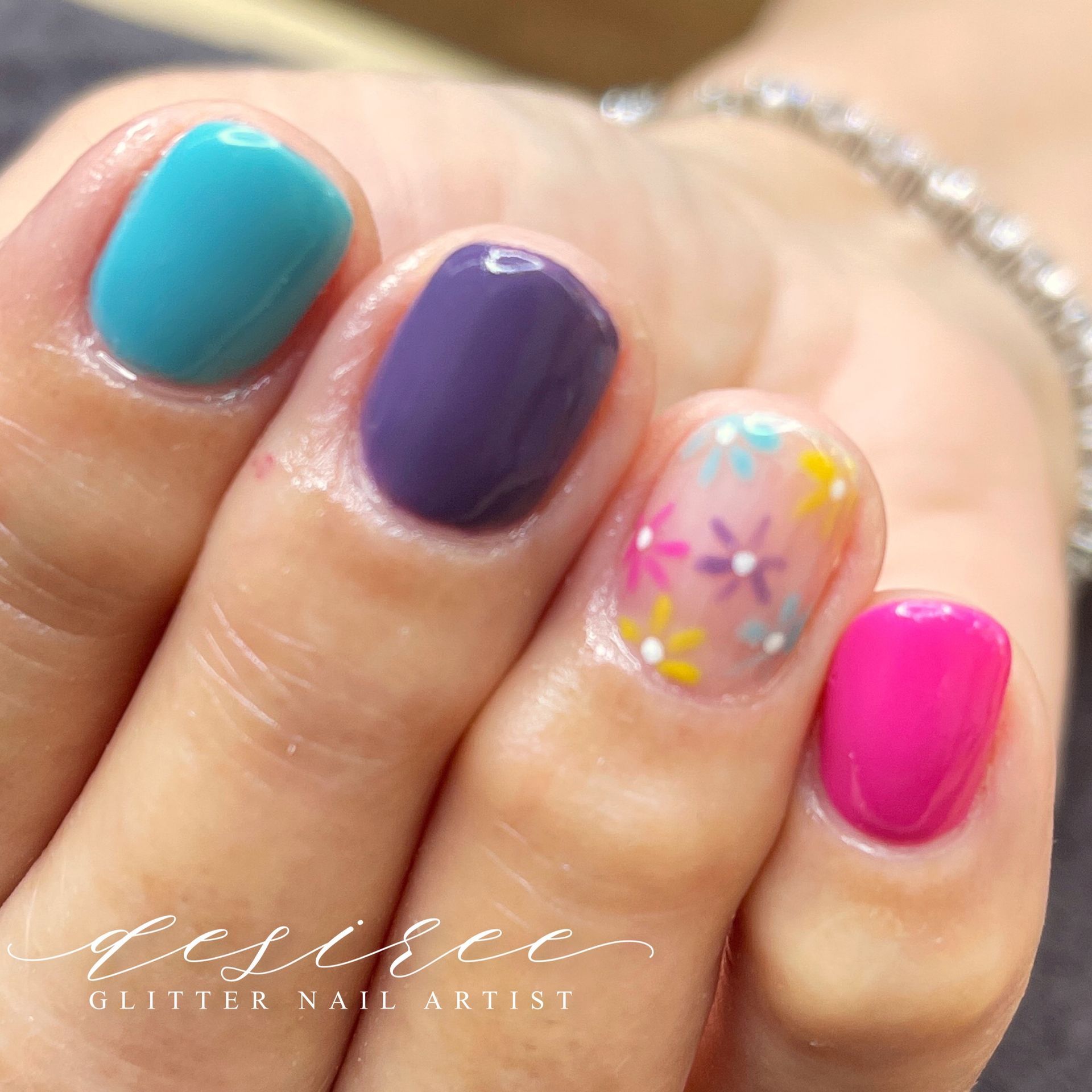 Professional manicure with custom nail art