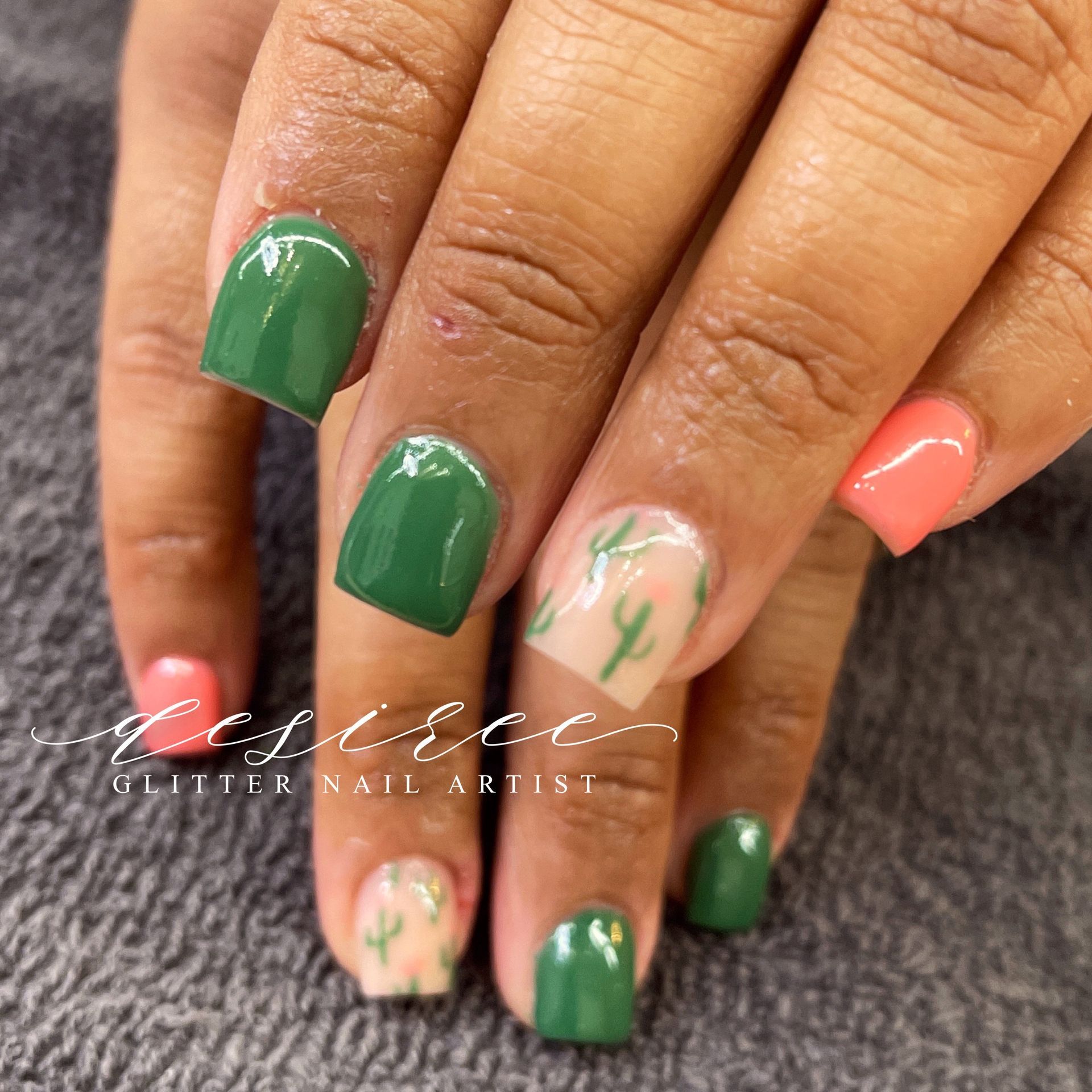 Nail enhancement with custom artistic design