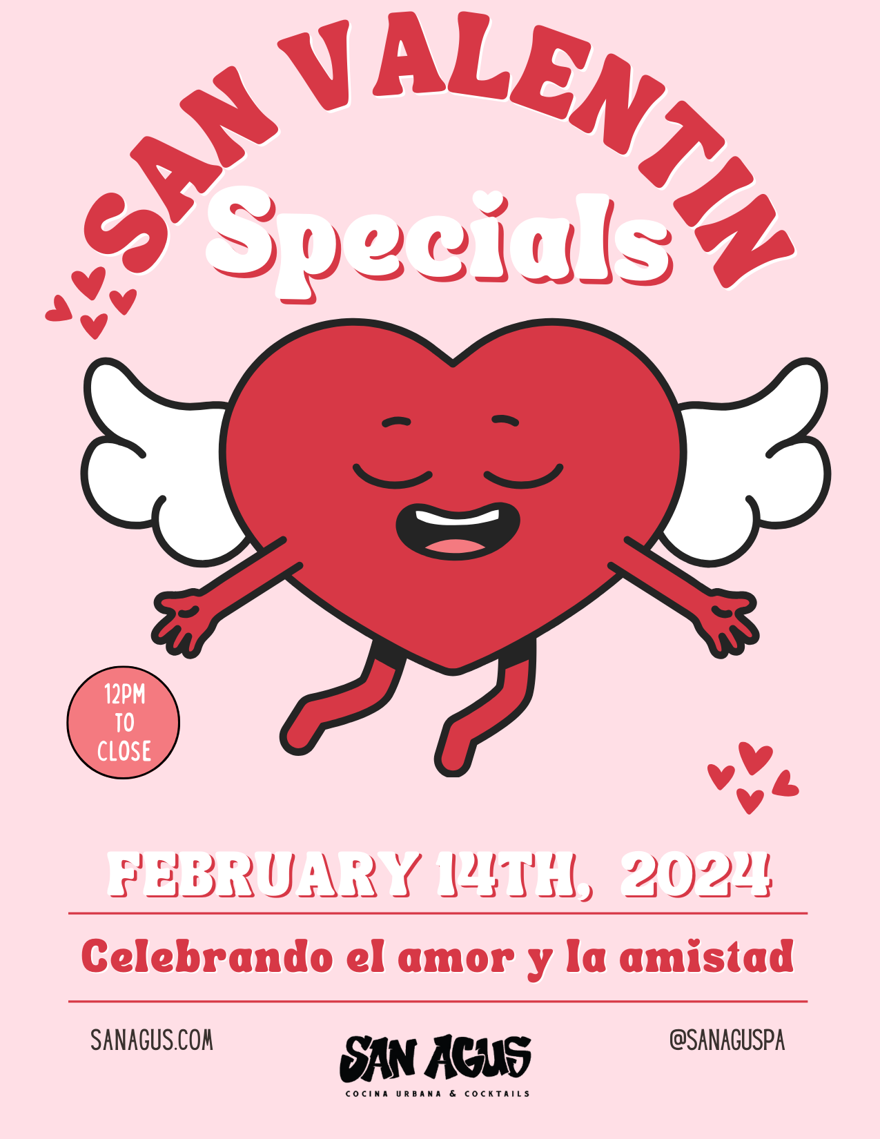 A poster for san valentin specials on february 14th 2022