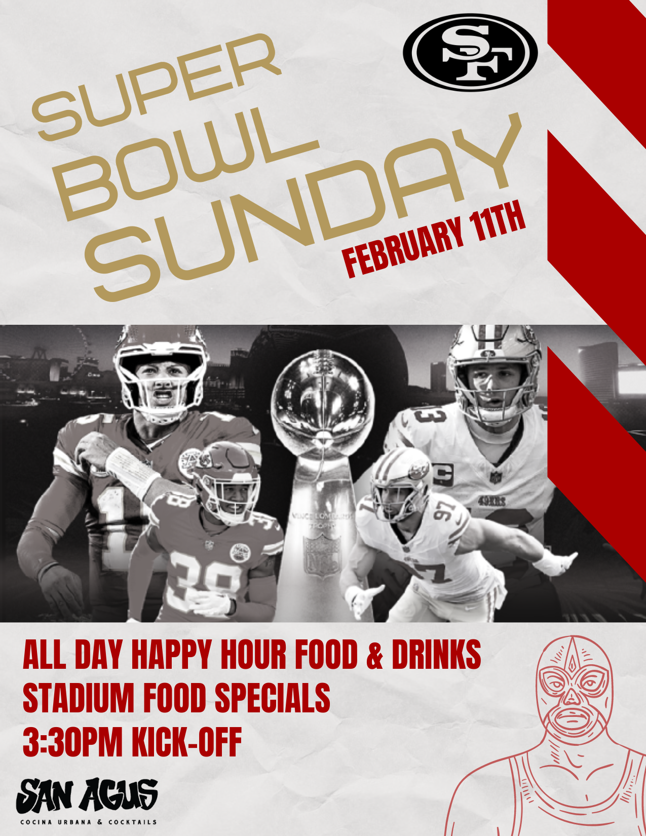 A poster for the super bowl sunday on february 11th