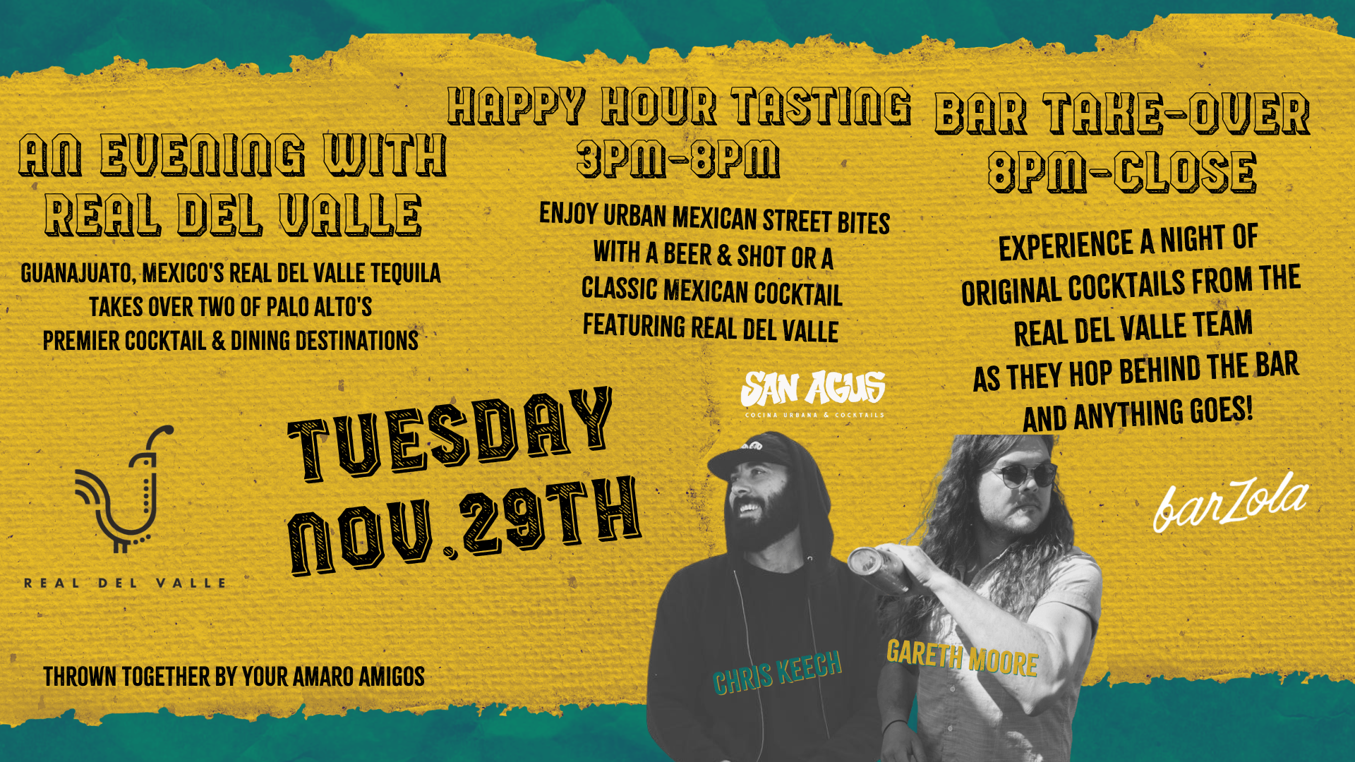 A poster for a happy hour tasting on tuesday nov 29th