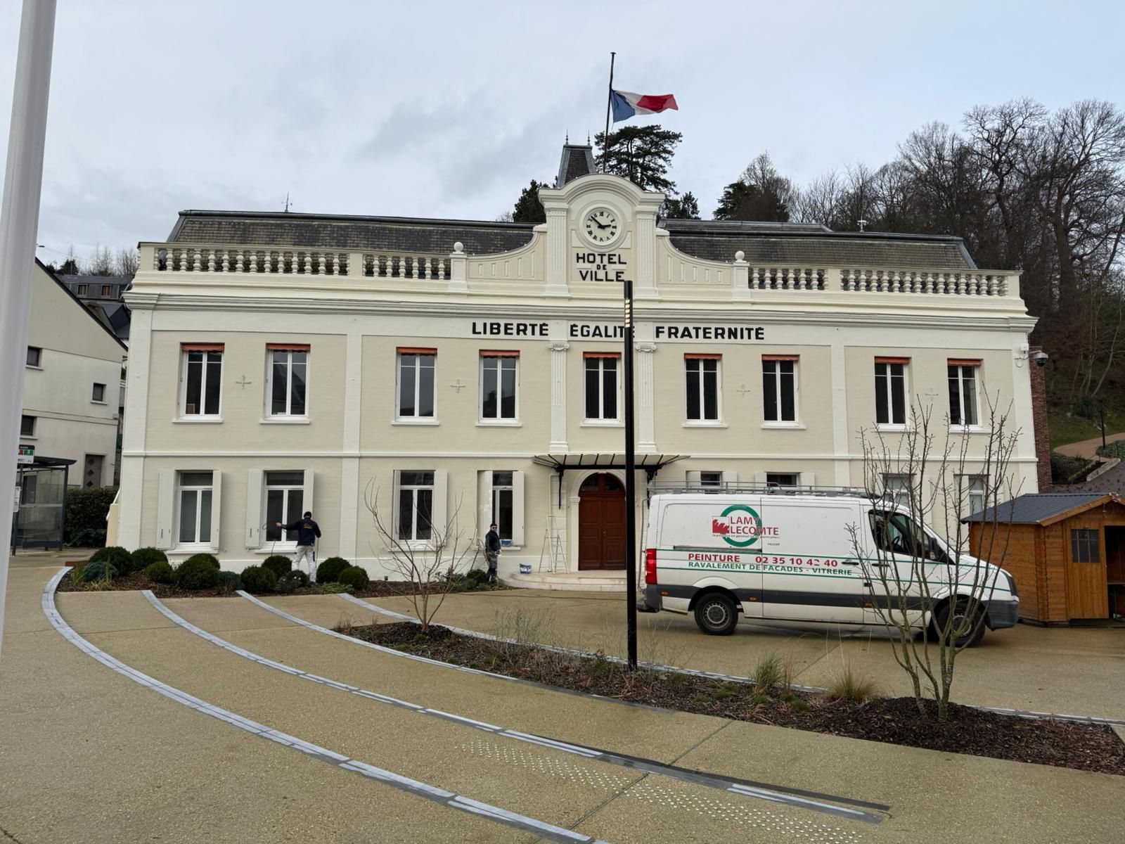Chantier de ravalement de façade Lamy Lecomte, entreprise intervenant à Goderville et en Campagne de Caux