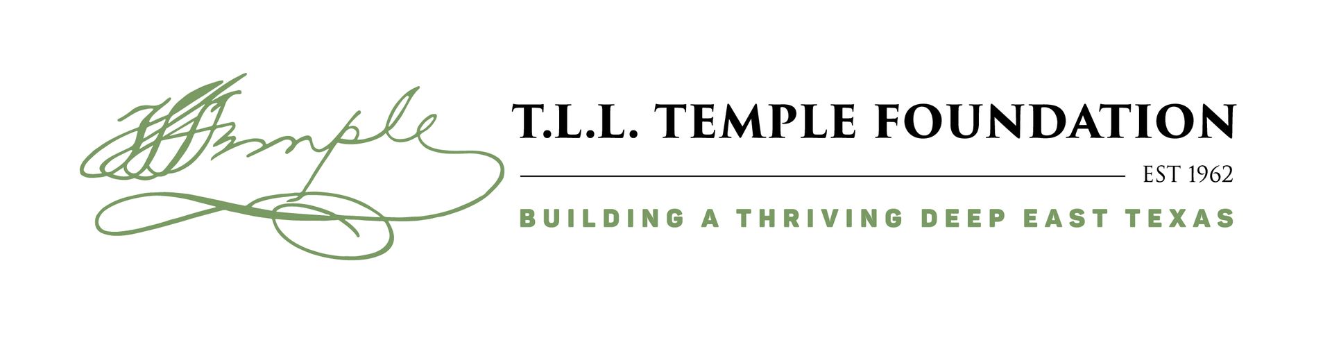 Logo for T.L.L. Temple Foundation with script, 