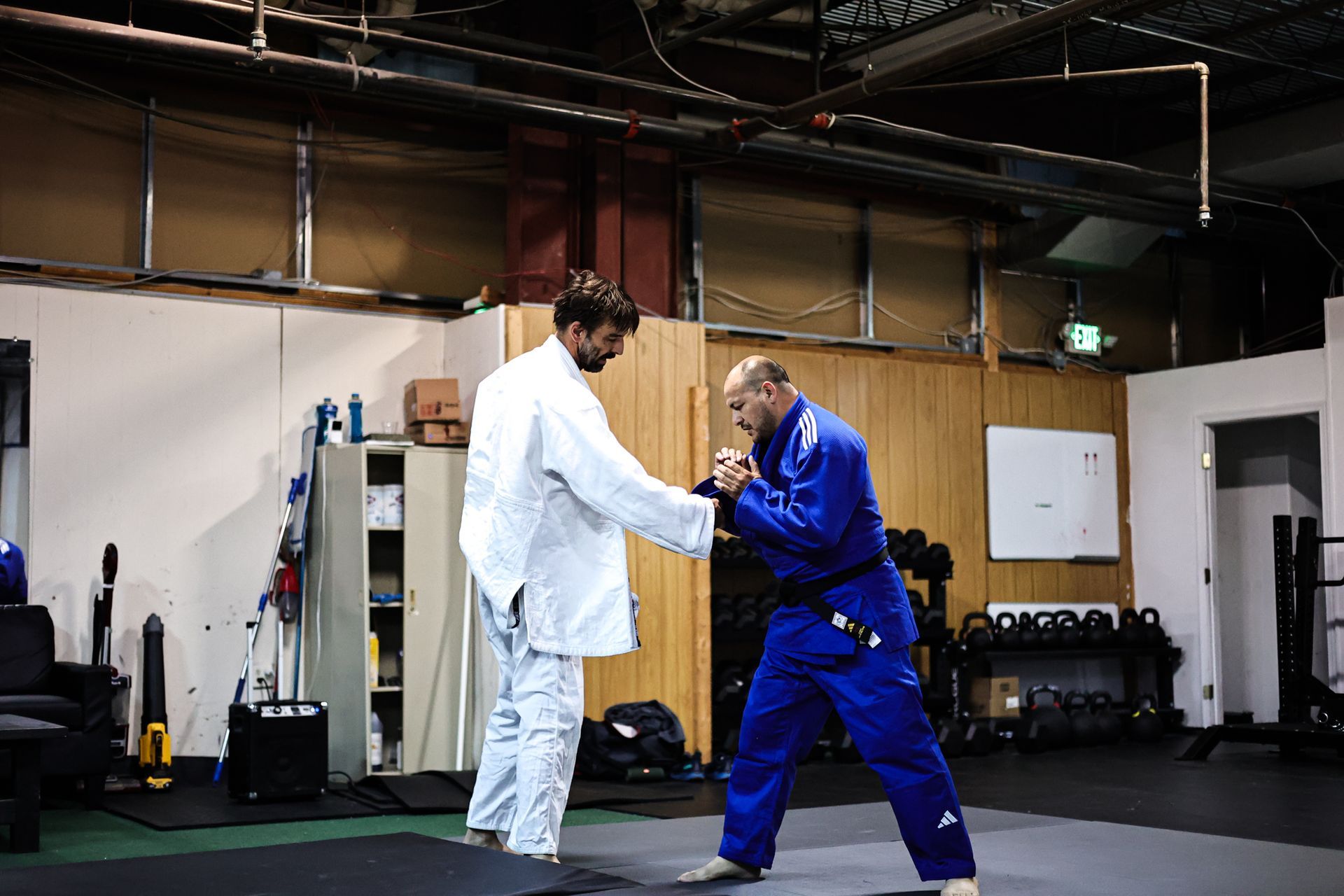 Adults training Jiu-Jitsu at Infinity Jiu-jitsu and Judo in Timonium, MD, building calm confidence together.