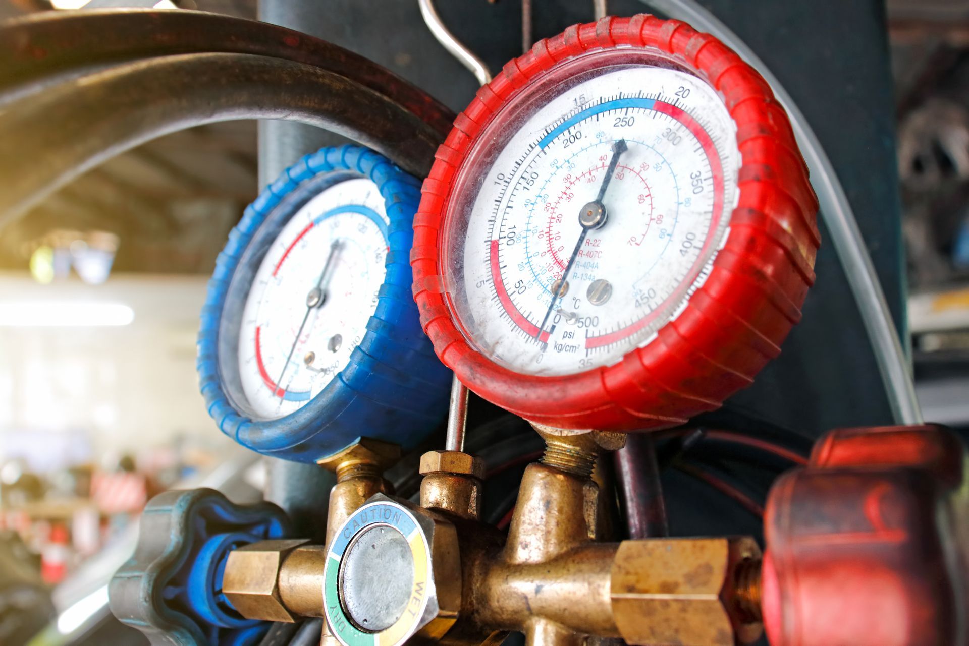 Gauges on A Machine — Cleveland, OH — North East Ohio Heating & Air Conditioning Sales & Service