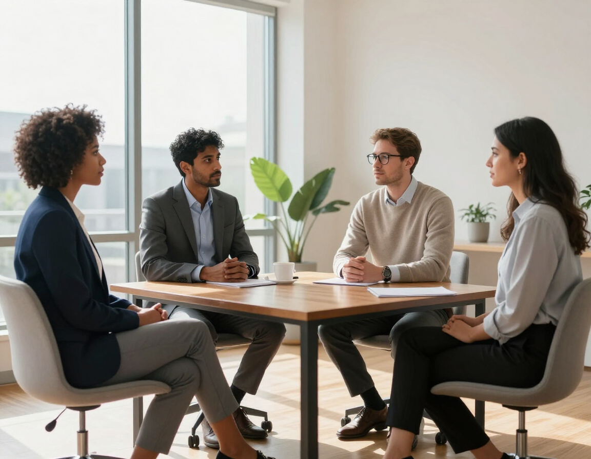 Professional counseling team in a modern office