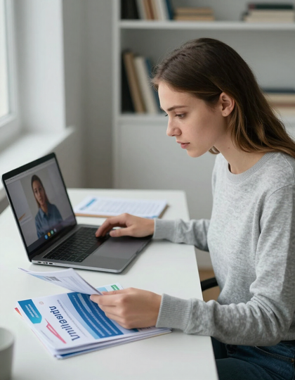 Student reviewing university options