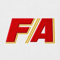 Logotipo de la empresa Fletes Alsina en rojo y amarillo sobre un fondo blanco.