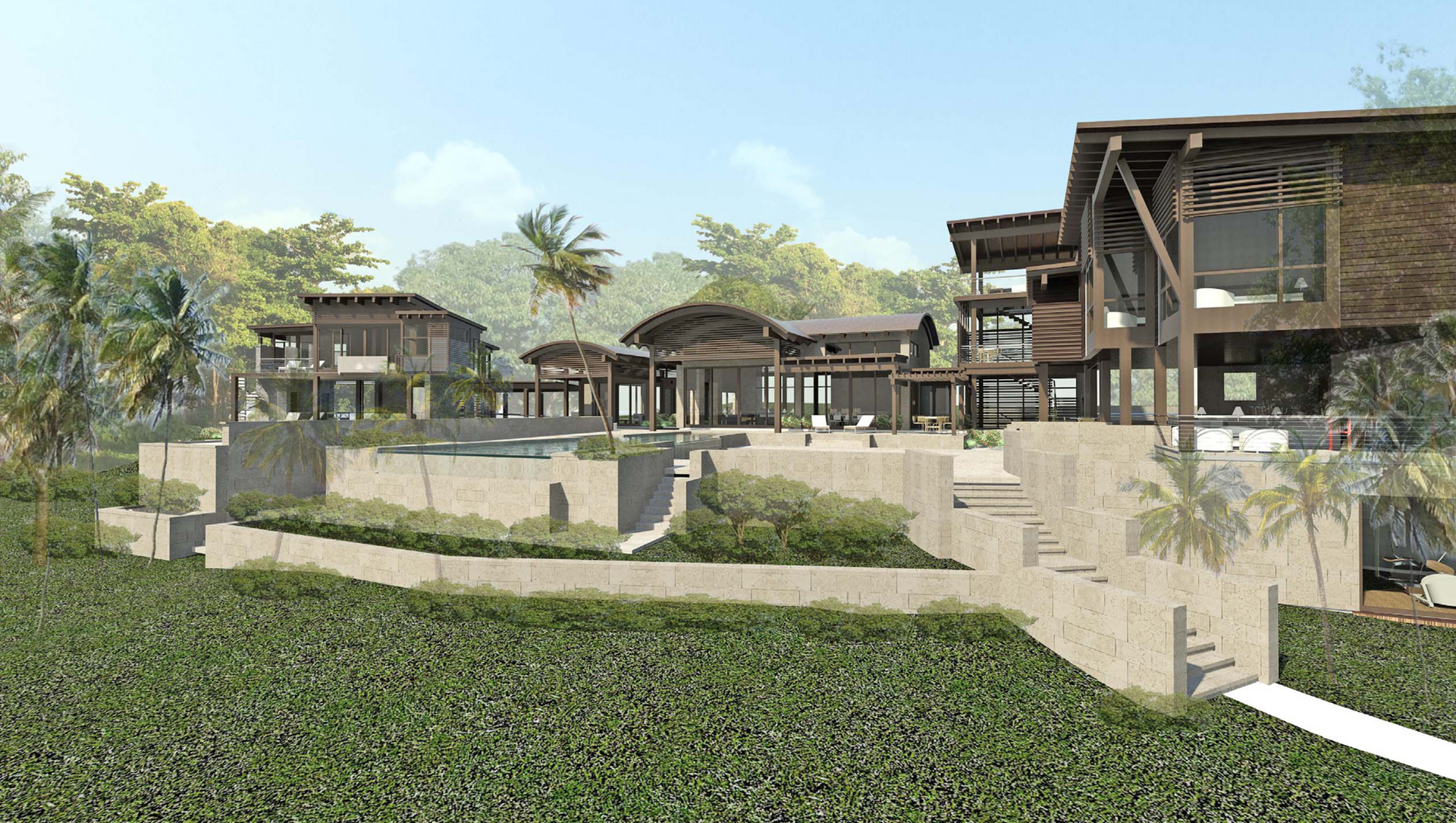 An artist 's impression of a house on a hillside