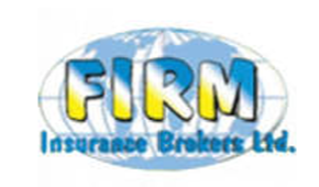 FIRM Insurance Brokers Ltd. logo with blue globe background and bold yellow-blue lettering