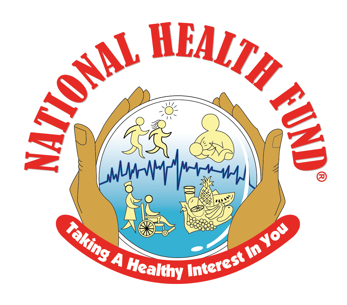 National Health Fund logo with hands, children, globe, and the slogan “Taking A Healthy Interest in You”