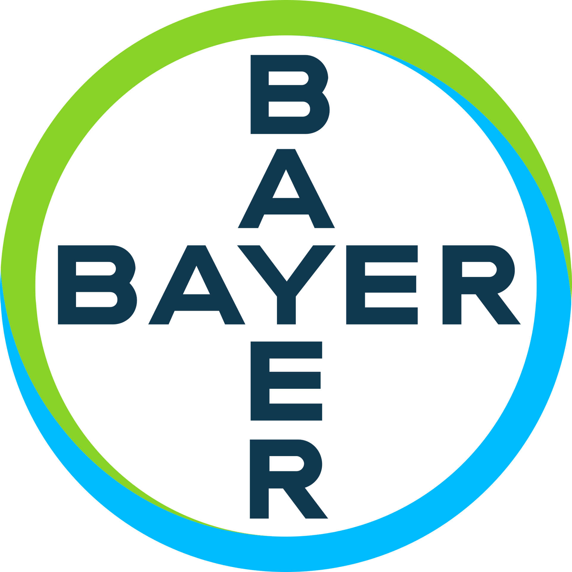 Bayer logo with blue and green ring and dark blue text on white background