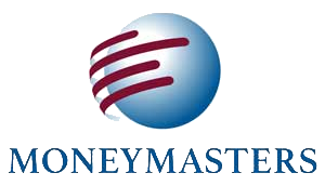 Moneymasters logo with blue sphere and red swooshes above the word MONEYMASTERS