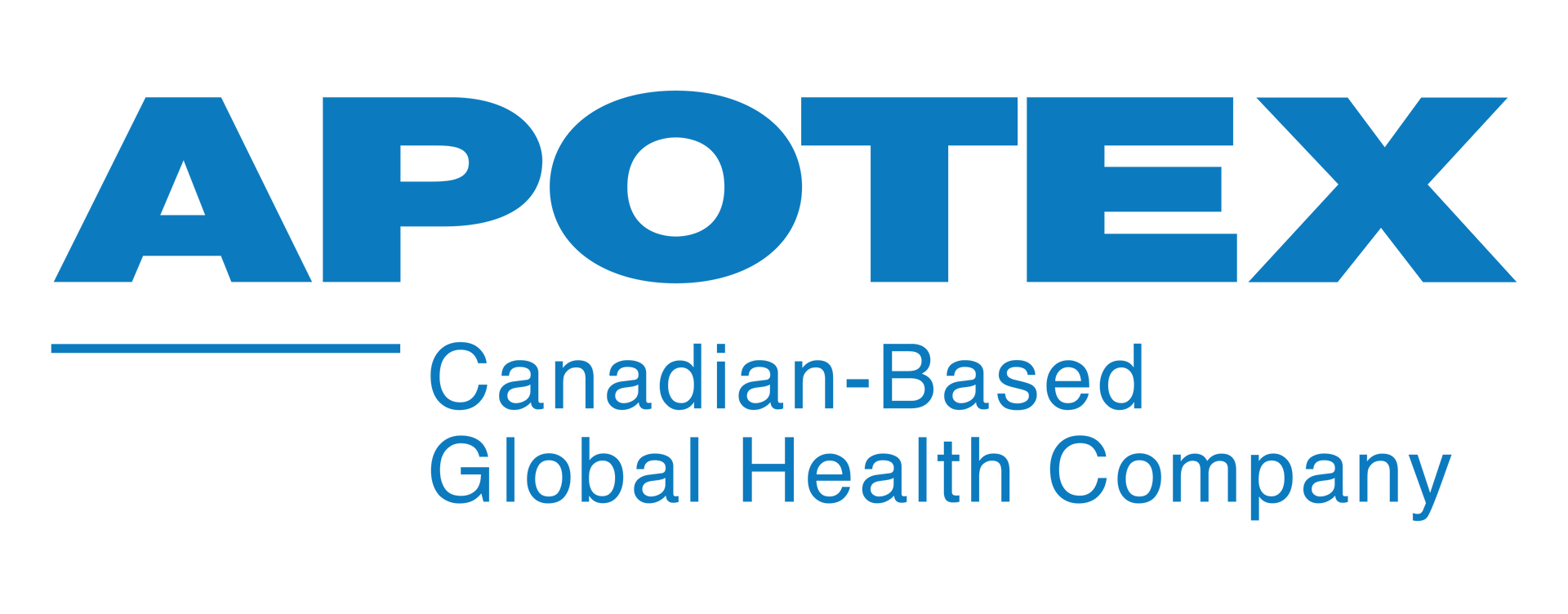 Apotex logo with blue text and the tagline “Canadian-Based Global Health Company”