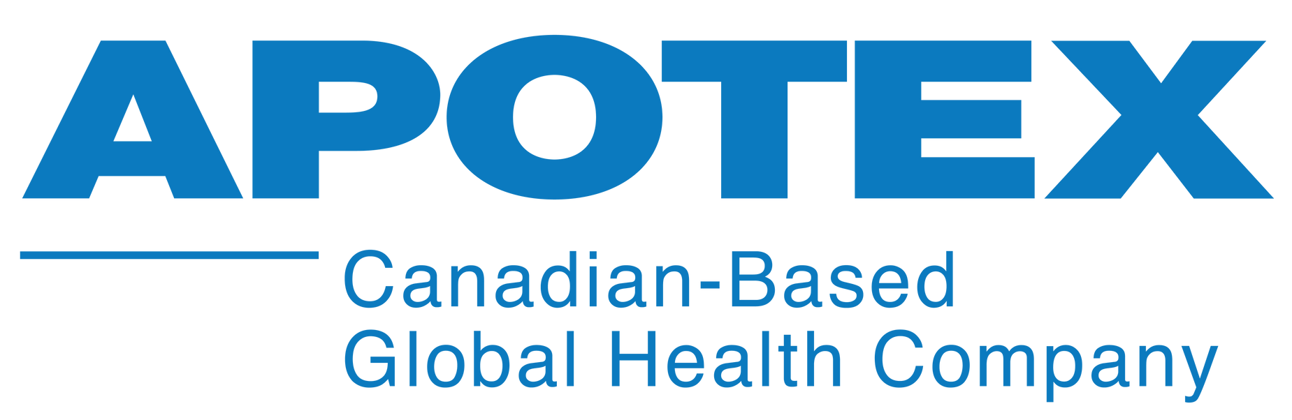 Apotex logo with blue text and tagline “Canadian-Based Global Health Company”