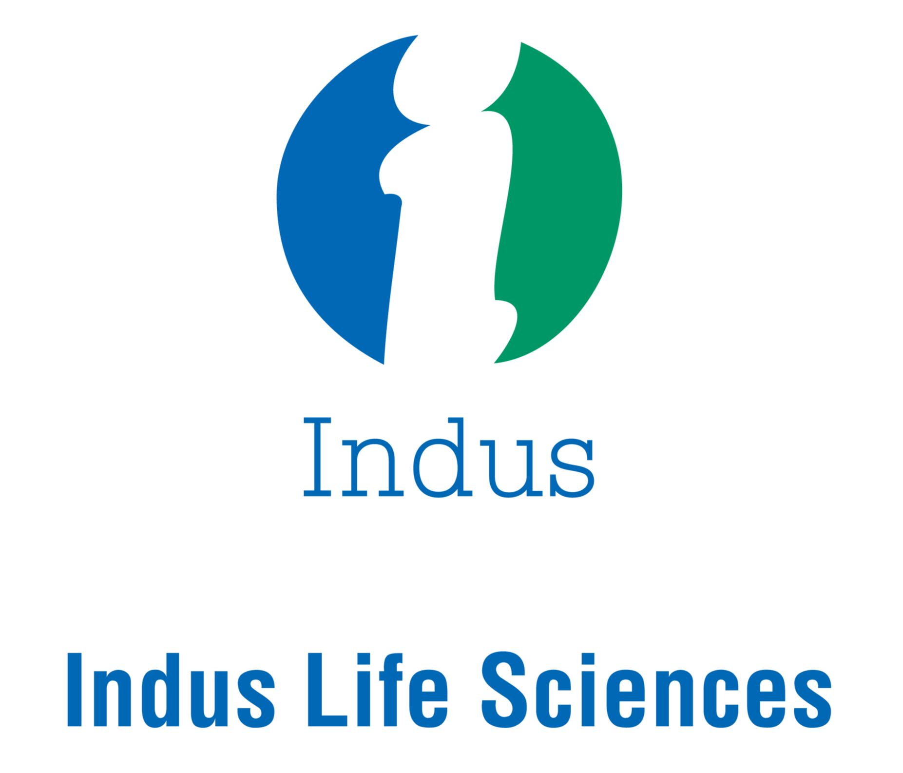 Indus Life Sciences logo with blue and green circular icon and company name text
