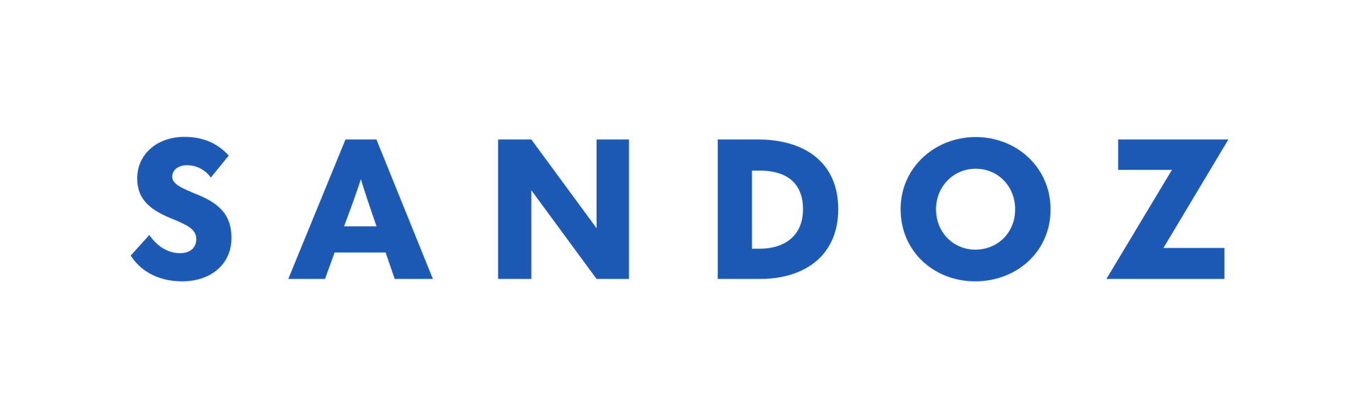Blue SANDOZ wordmark logo on a white background