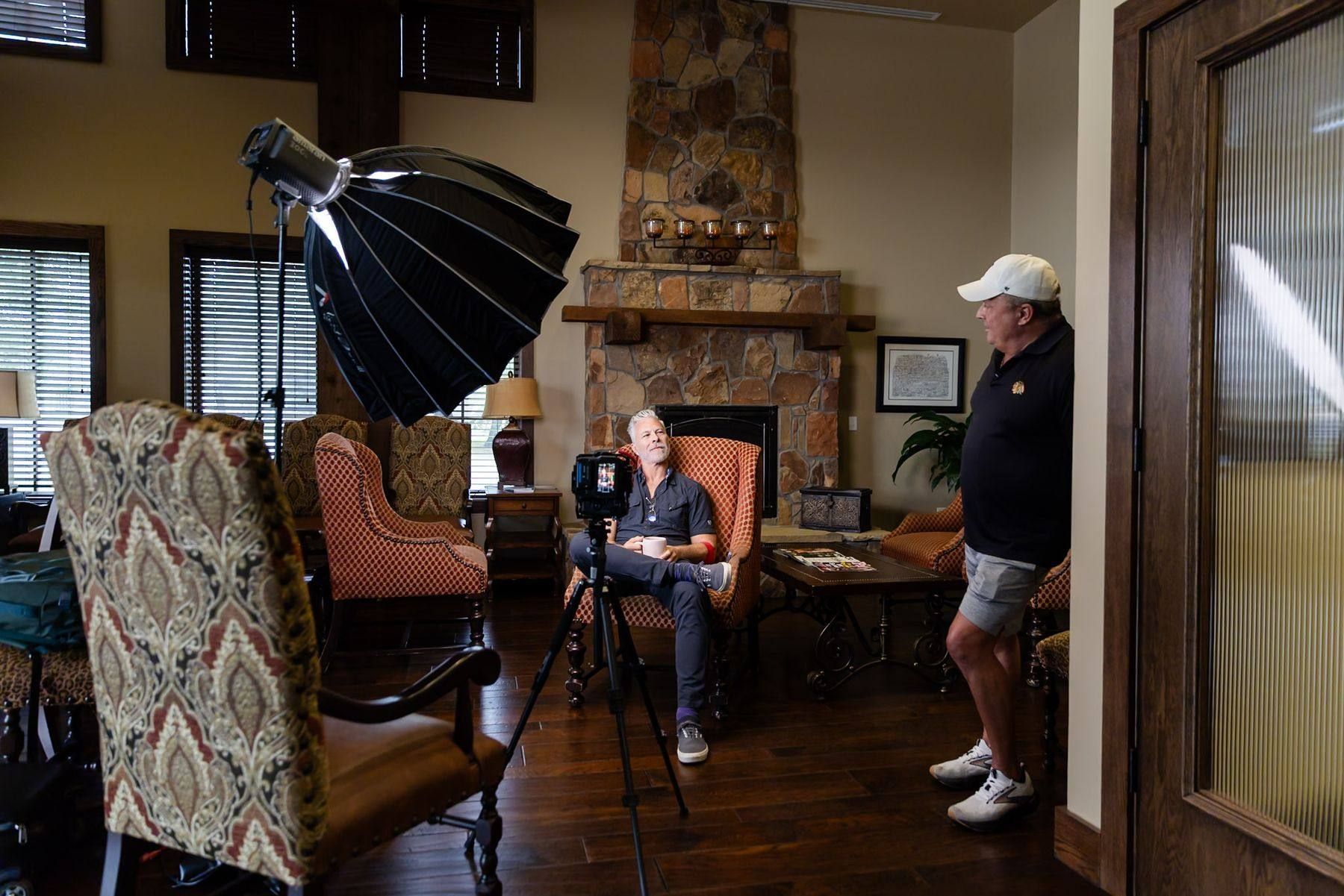 Digital Floss crew lighting a doctor interview at Granbury Dental Center