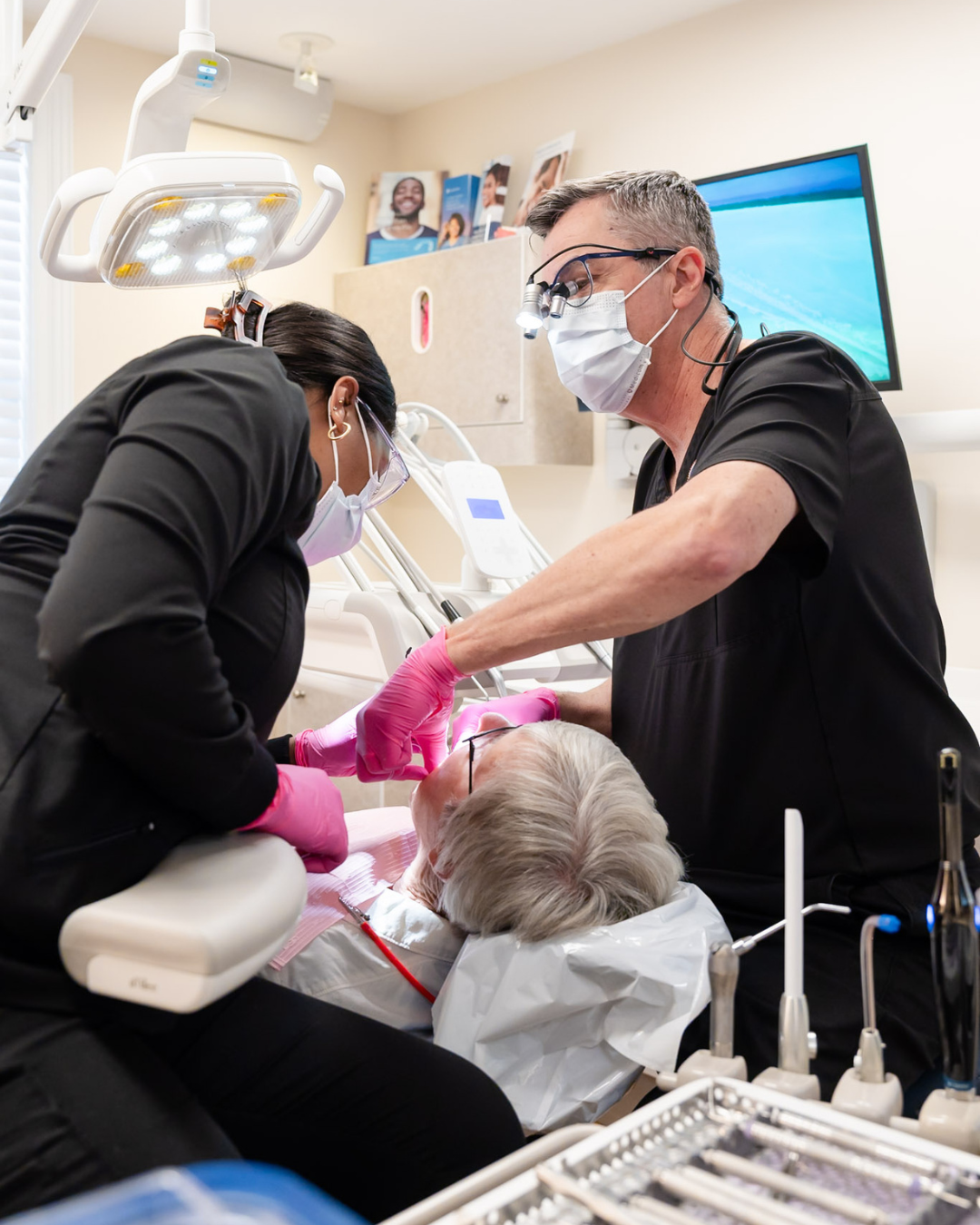 Instagram post by Mann Family Dental: You might think that getting a full set of dental implants means walking around toothless 