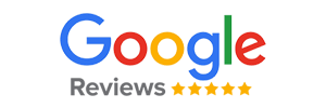 Google Reviews logo with five gold stars under the multicolored Google wordmark