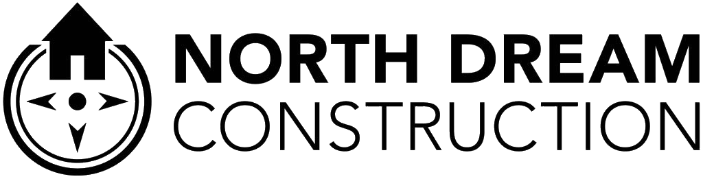 North Dream Construction logo with black house icon and bold black text on white background