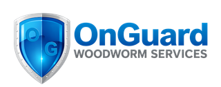OnGuard Woodworm Services logo with blue shield icon and bold blue text